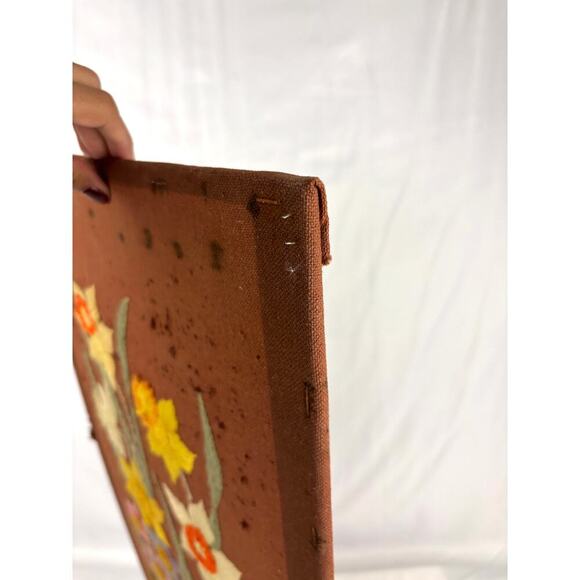 VTG Crewel Floral Daffodil Paragon Needlepoint 70s Unframed Wall Art 14"x24" - Picture 10 of 12